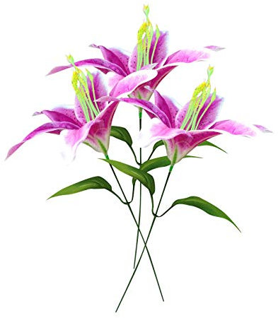 MUMEOMU 3 Stück Künstliche Blumen Lilie,Blumen Deko Künstlich Gefälschte Seide Hortensien Dekoration Plastik Blumenarrangements Hochzeit Blumensträuße Braut Zuhause Dekoration Künstliche Lilien Blumen