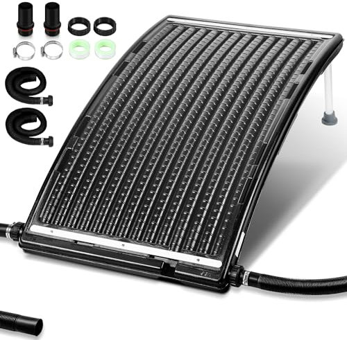 Jiubiaz Riscaldamento solare per piscina, pannello solare nero, 110 x 69 x 14 cm, attacco Ø 38 mm, impianto di riscaldamento per acqua calda e giardino, piscina