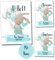 My-Little 3-fach Set | Reisepass + U-Heft + Impfpass Hüllen (Hase blau, Mit Personalisierung)