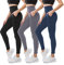 SINOPHANT Sport Leggings Damen mit Taschen, High Waist Sportleggins Lang Blickdicht Laufhose Fitnesshose Sporthose Yogahose für Yoga Sport(#3er Pack Schwarz/Grau/Schwarzblau,L-XL)