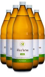 Mother Earth Products | 100% Bio Aloe Vera Direktsaft mit Gelstücken ohne Zusätze | Reines inneres Gel des Aloe Vera Blattes zum trinken | 1200mg/l Aloverose | 6 x 1000ml