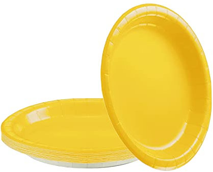 YAAVAAW 16 platos de papel amarillos para fiestas, platos redondos de postre de 7 pulgadas, platos de cena, platos de almuerzo, vajilla, platos de papel creativos, platos de fiesta de color sólido
