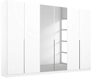Rauch Möbel Alabama Schrank Kleiderschrank Weiss mit Spiegel, 6-türig, Inklusive Zubehörpaket Superior, 3 Kleiderstangen, 6 Einlegeböden, 3 Schubkästen, 1 Wäscheeinteilung, BxHxT 271x210x54 cm
