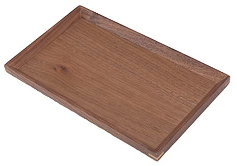 Plateau de Service en Bois, 25 x 15 cm Marron Rectangulaire Déjeuner Plateaux de Vaisselle, Plateau Carré Noyer Décoration en Bois Fruits Thé Café Assiette pour Restaurant Maison Bar (25 x 15 cm)