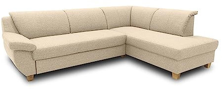 DOMO. collection Ecksofa Panama, klassisches Ecksofa in L-Form, Eckcouch, Sofa Couch, Ecke mit Schlaffunktion 254 x 186 cm, in beige