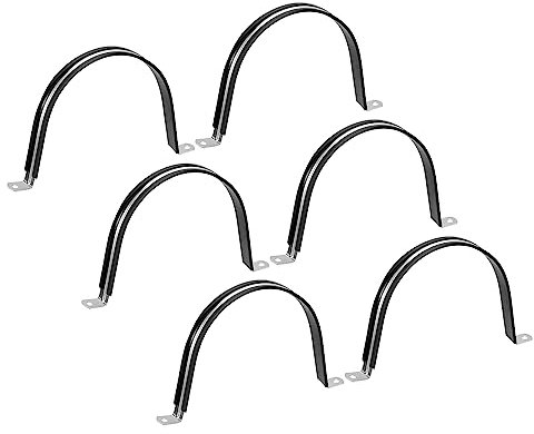 sourcing map 6Pcs 150mm(6) Cable Clamp, Rubber Pipe Strap Rubber Cushioned 304 Stainless Steel Hose Clamp U Shape Metal Clamp Tube Holder for Tube Pipe Wire