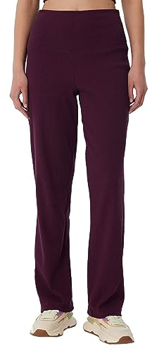Leela Cotton Damen Hose Bio-Baumwolle Ripp Jersey Schlafhose Freizeithose Zertifiziert (as3, alpha, s, regular, regular, Aubergine)