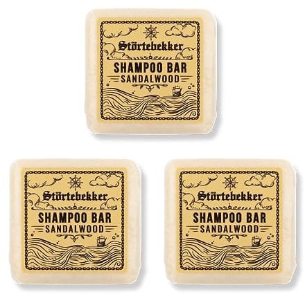 Störtebekker® Premium Shampoo Bar Sandelholz 3x - Festes Shampoo Herren & Damen - 3in1 Duschseife Männer für Haar, Gesicht, Körper - Feuchtigkeitsshampoo - vegan, handgefertigt - 3x 100g