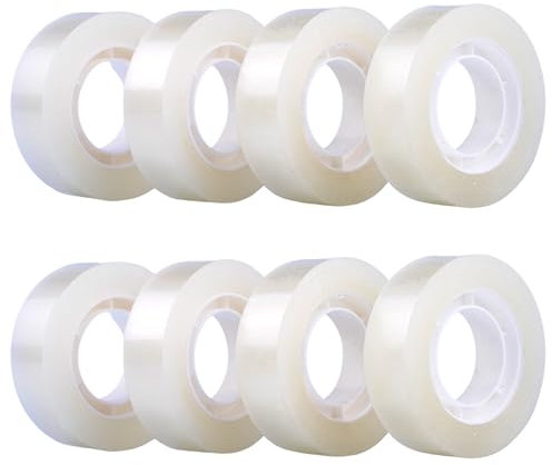 GTSE - Klebeband Transparent - 19 mm x 33 m - Klebeband zum Verpacken von Geschenken, für zuhause, die Schule und das Büro - 8 Rollen