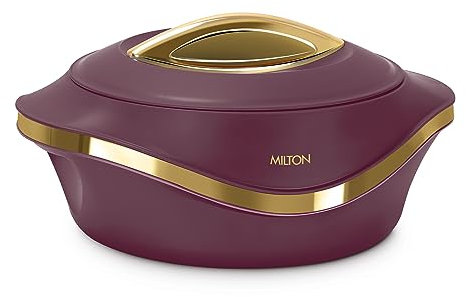 MILTON Pearl 2500 Inner Stainless Steel Casserole, 2.1 litres, Maroon | BPA Free | Food Grade | Easy to Carry | Easy to Store | Chapati | Roti | Curd Maker
