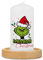GRAVURZEILE Bedruckte kleine Kerze - Grinch Mimimi - festliche Tischdekoration mit frechem Motiv - Geschenk zu Weihnachten für Sie & Ihn - Hochwertige Stumpenkerze Weiß - 120/58 mm