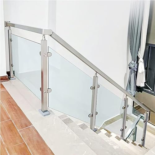 Edelstahl Handlauf Treppe - Geländer(Kein Glas), Handlauf-Set Für Treppengeländer Im Innen- Und Außenbereich, Sicherheits-Anti-Rutsch-Treppenstützstange, Flur-Loft-Geländer ( Color : Silver , Size : 1