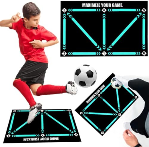 Starnearby Tappetino da Calcio per Allenamento, Tappetino Calcio Allenamenti Dribbling, Tappetino da Allenamento per Passi da Calcio, Allenamento Calcio per Bambini (Tappetino)