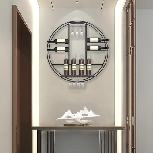 Porta Bottiglie di Vino da Parete,Portabottiglie a Parete,Portabottiglies Wine Scaffale,Mobile Bar Moderno in Metallo,Vetrinetta da Parete,Porta Calici da Parete,per Bancone Casa,Cucina,Cantina