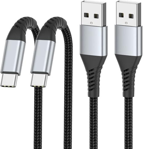 PEAKLIFT USB C Kabel 1M 2Stück, Nylon USB A auf USB C Ladekabel 3A Typ C Datenkabel USB C Schnellladekabel Kompatibel für iPhone 15/ProMax, Samsung Galaxy S24 23 22 S21 S20, Pixel, Huawei, Xiaomi