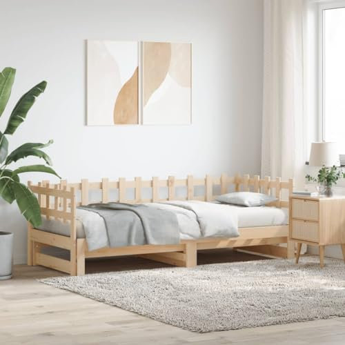 ShGaxin Tagesbett Ausziehbar 2X(90x200) cm Massivholz Kiefer, Daybed, Sofa Bed, Sofabett, Jugendbett, Bettgestell - SPU:840388