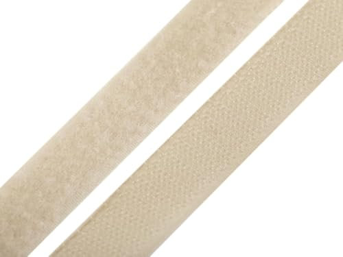Klettband 20mm Breit Klettverschluss Band zum annähen (hellbeige, 5 Meter)