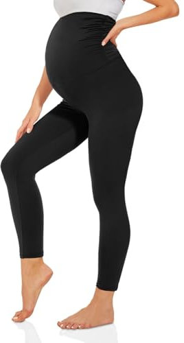 TNNZEET Umstandsleggings High Waist Umstandsmode Damen Umstandshose Schwangerschaft Leggings Lang für Yoga(Schwarz,XL)