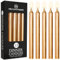 DECO EXPRESS Stabkerzen Kerzen Set 15er Pack Handgemachte Rustik Kerzen Geruchslos Lange Brenndauer bis zu 9 Stunden Tropffreie Tafelkerzen (Gold - 15er-Pack)
