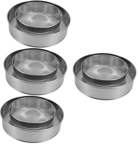 ABOOFAN 8pcs Manual Flour Strainer Fine Mesh Baking Steel Sieve Drum Sieve for Mashed Potato