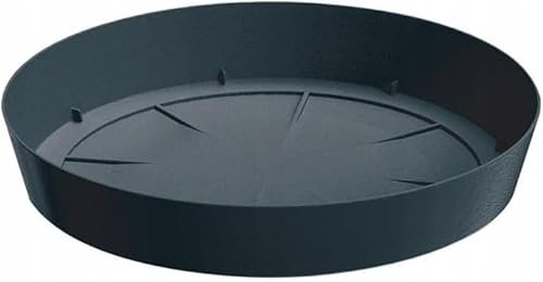 B2C Round Plastic Water Plant Pot Saucer Trays Grey White Anthracite Weather-Resistant 8 sizes 10-38cm (Anthracite, 38cm ⌀)