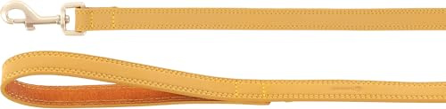 Flamingo Leine für Hund Virginia gelb 130cm 20mm - Karabinerhaken mit einem matten goldfarbenen Finish - Mit Ring für Zubehör