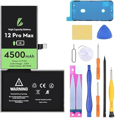 LL TRADER Battery for iPhone 12 Pro Max, 4500mAh High Capacity 0 Cycle Replacement Battery for iPhone 12 Pro Max with Repair Tools