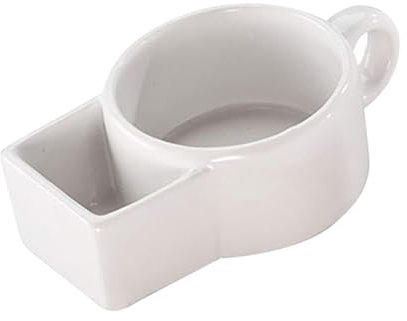 Amosfun 1pc Coffee Milk Cup Milk and Biscuit Cup Small Tea Cups Mug with Biscuit Holder Vintage Drinking Breakfast Mugs Dessert Plate Soup Bowl Cup Vintage Mugs Dessert Bowl Ceramics White