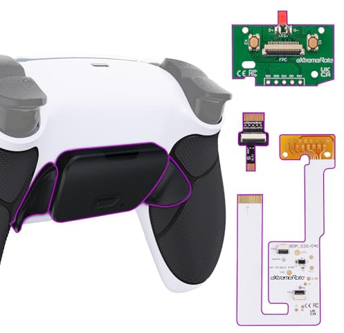 eXtremeRate Rise V3 Remap Kit per ps5 Controller BDM-030/040/050,Palette Back Button Paddles Programmabile per ps5 Joystick,2 Tasti Aggiuntivi&Cover Posteriore Grip Gommato-Nero Nero