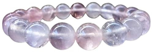 OPAL_WORLD OP_STRETCH_02362 Bracelet extensible en quartz rose naturel brésilien de 10 mm de forme ronde avec perles lisses pour homme et femme, 8 INCH (20.30 CM), Pierre précieuse, Quartz rose