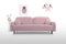 KEF-MEBLE Sofa Cleo 230x95x102 cm – Ausziehbar mit Schlaffunktion – Sofa mit Federkern – Auf Holzfüßen – Mit Kissen im Set – Moderne Möbel für das Wohnzimmer - Elma 10 Altrosa Cord