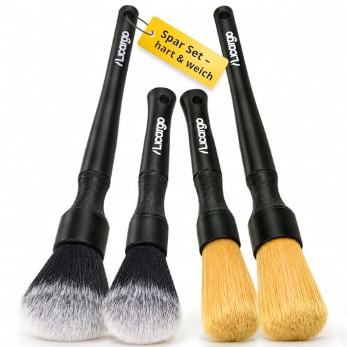 LICARGO Premium Detailing Pinsel Set Auto – 4 Reinigungspinsel für Innen & Außen – Ultraweiches & Festes Borsten-Set – Detailbürsten für Felgen, Motor, Innenraum – Professionelles Autopflege Set