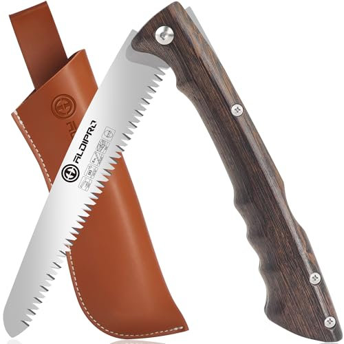 7 Inch Brown Folding Hand Pruning Saw, Heavy Duty Silky Saw with 7”Hardened SK5 High Strength Carbon Steel Blade and Triple-ground Teeth,Garden Folding Saw for Wood Cutting, Tree Trimming, Hunting