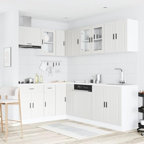 IKAYAA Muebles de Cocina 11 Piezas Porto, Cocinas Completas, Armario Inferior de Fregadero, Armario Colgante Cocina, Armario para el Horno Blanco Type-3