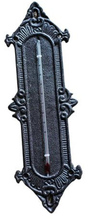 Yardwe Gusseisen Wandthermometer Dekorativ Raumthermometer Indoor Mit Hygrometer Kompakte Größe Multifunktional Für Haus Und Garten