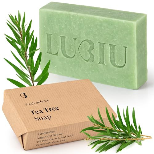 lubiu Natural Tea Tree Soap Bar 100g for Acne Treatment - Face Cleanser and Body Acne - Scented Soap