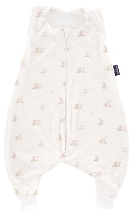 TRÄUMELAND Baby Schlafsack mit Füßen 0.5 TOG Hophop Bunny beige, Sommerschlafanzug, leichter atmungsaktiver Babyschlafsack, Öko-Tex 100 zertifiziert