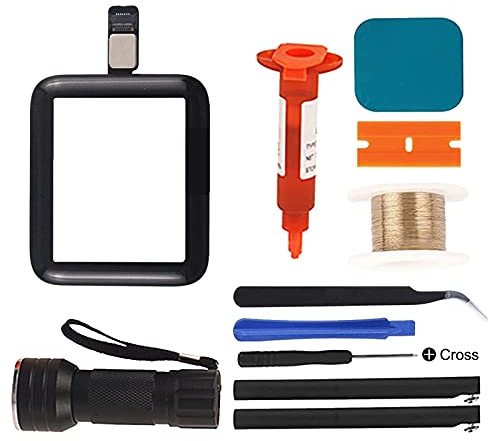 Wizoowip Auleset Vetro frontale per orologio LCD, digitalizzatore touch screen di ricambio con cavo flessibile per Apple Watch Series 2/3 SE per Apple Watch SE 42mm