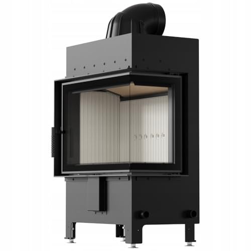 KRATKI Kamineinsatz aus Stahl Lucy 12kW Eck rechts Ø200 BImSchV 2 EEK A | Kamineinsatz aus Stahl, schwarz, 80% Wirkungsgrad, raumluftunabhängig, Ecodesign, Glasfront, Aschekasten