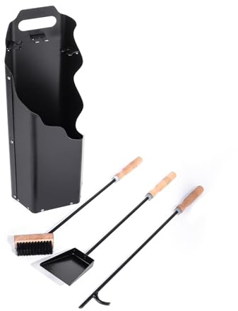 Serviteur de cheminée, 4 pièces, Serviteur de cheminée avec pelle, balai, tisonnier et support, couverts de four modernes, durables