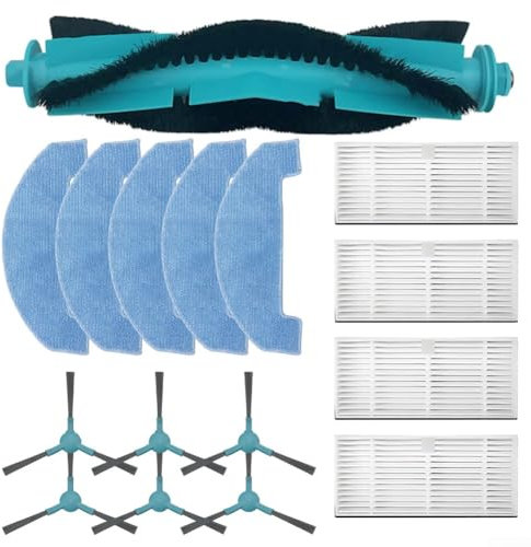 Daaxing Paquete de 16 cepillos laterales principales, filtros Hepa, paños de fregona para Conga 2299 Ultra Home Genesis/X-Treme Robot Partes de repuesto, 1 cepillo principal, 4 filtros Hepa, 5 paños