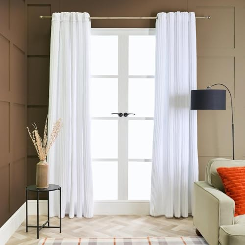 OHS Eyelet Blackout Curtains White, Super Soft Ribbed Fleece Thermal Insulated Bedrooms Curtains Window Treatment Energy Saving Curtain for Living Room 2 Panels, 66 x 90
