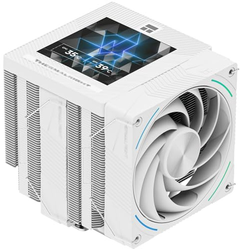 TR-Thermalright Phantom Spirit 120 Vision Snow CPU Cooler, Double Tower with 7 Heat Pipes-3.95in IPS Display Screen, Dual 120mm PWM Fans, for AM5/AM4, Intel lga1851/1700/1150/1151/1200
