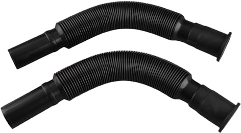 WAHEWUD 2 Stück Waschbecken Abflussrohr, Flexibler Ablaufschlauch aus PVC für Küche und Badezimmer, Verstellbare Ablaufgarnitur gewellt, Siphon Verlängerung Set Schwarz 80cm