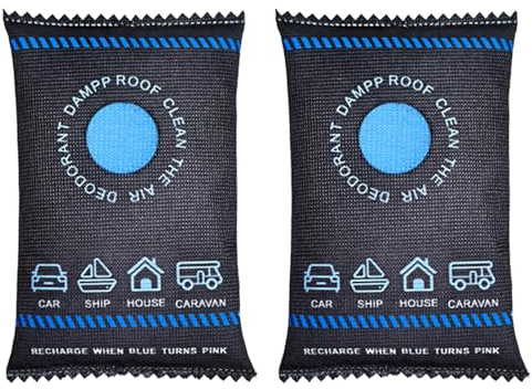 Car Dehumidifier Bags, 2 * 200g Reusable Car Moisture Absorber Bag, Leakproof Humidity Absorber for Windscreens & Interior, Dashboard Dehumidifier & Condensation Remover