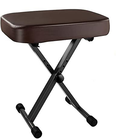 JXXUIRUIEEN Holz Tastatur Sitz Leder-Guzheng-Klavierhocker, höhenverstellbar, klappbar, elektrischer Klavierhocker(Braun)