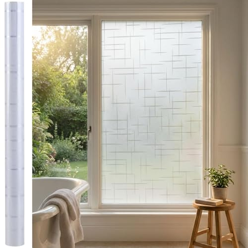 ideoon 3D Sichtschutzfolie Kreuzdesign für Fenster 45x200 cm - Statisch haftende Blickschutzfolie mit UV-Schutz - Wiederverwendbare Dekofolie
