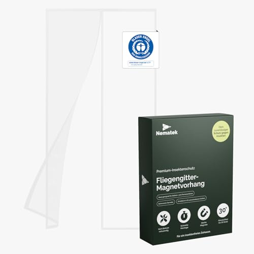 Nematek Zanzariera bianca per porta, 120 x 240 cm, di alta qualità, senza forature, zanzariera per porta con chiusura magnetica, con magnete bianco