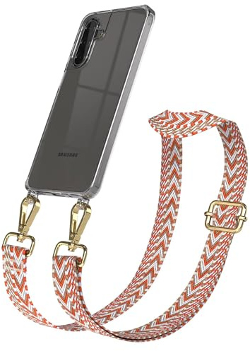EAZY CASE Handykette - Verstellbares Taschenband kompatibel mit Galaxy A17, Schulterriemen, Handykordel mit Silikon Hülle, Umhängetasche, Blau Rot Gold