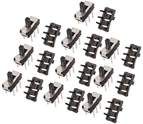 sourcing map 20 piezas de 2 posición recta 6P DPDT Micro interruptor deslizante de enclavamiento Interruptor eléctrico